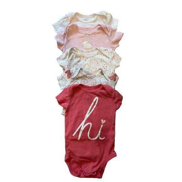 Carter's‎ Set (5) Baby Short Sleeve, Bodysuits, Bunny, Clouds, Safari, Hearts - Picture 1 of 13
